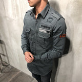 Oversized Ripped Shirt Patchy JAPAN Printed Rank Detail Slim Fit NO TAX 3673